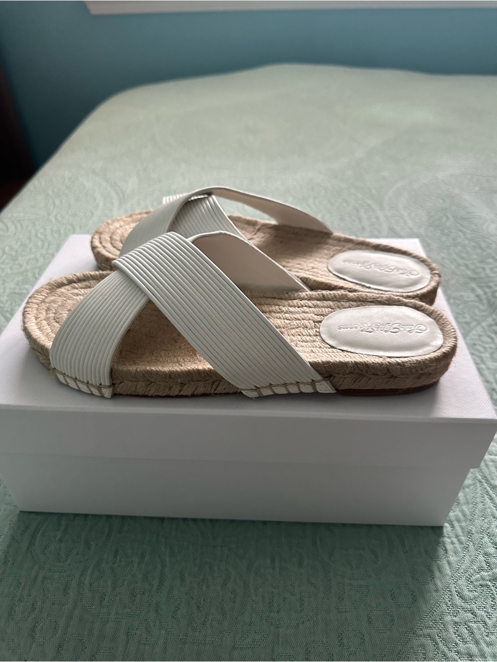 Saks Fifth Avenue White Crisscross Sandals